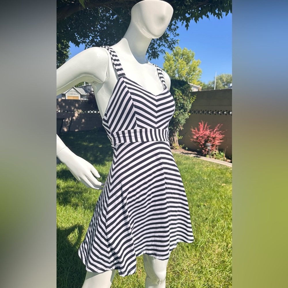 Candie's Black and White Halter Sundress Fit and Flare